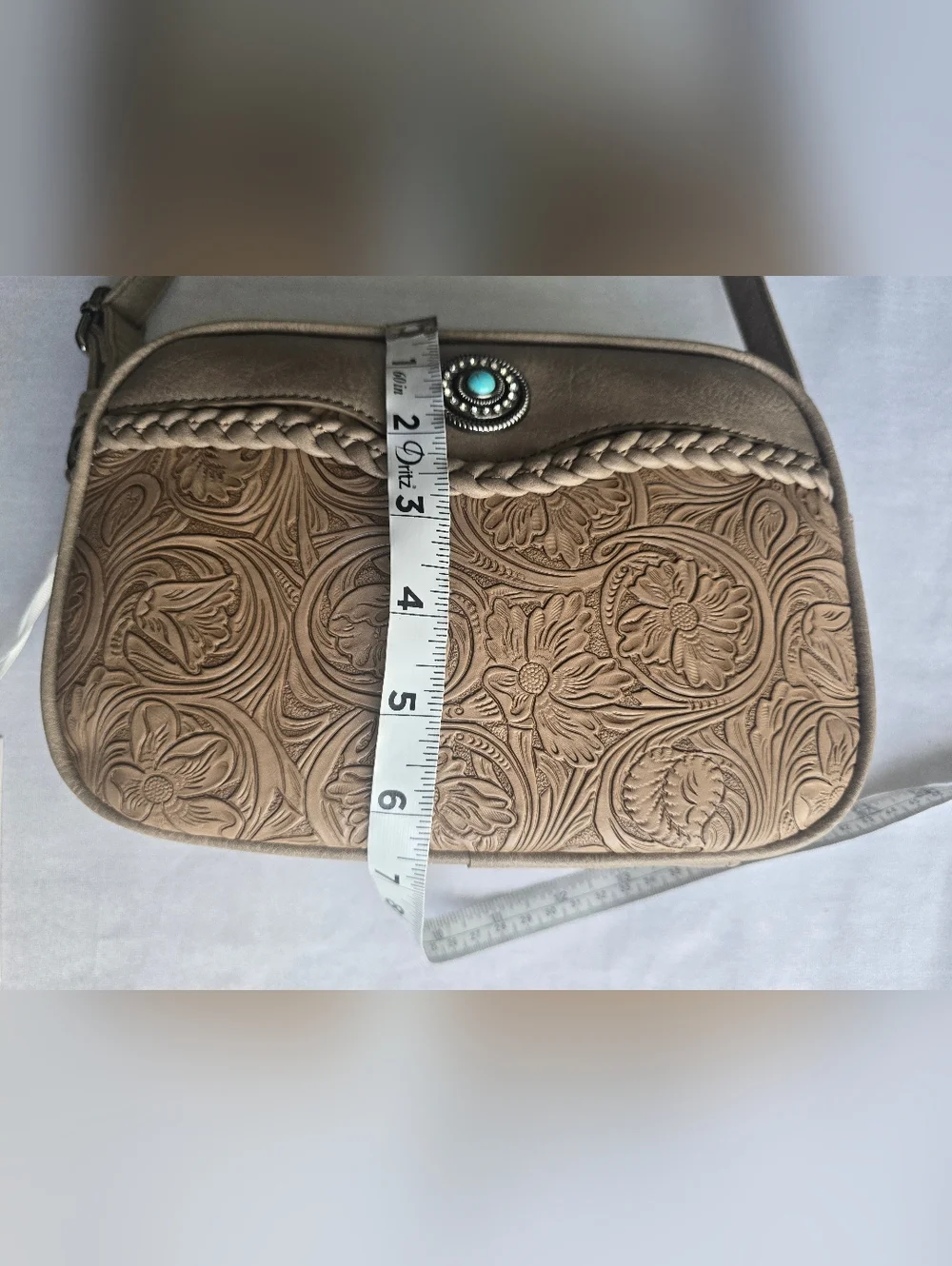 Embossed Floral Crossbody Bag Compact Design With Adjustable‎ Strap